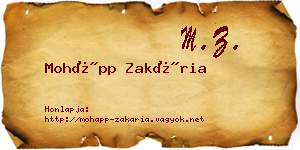 Mohápp Zakária névjegykártya